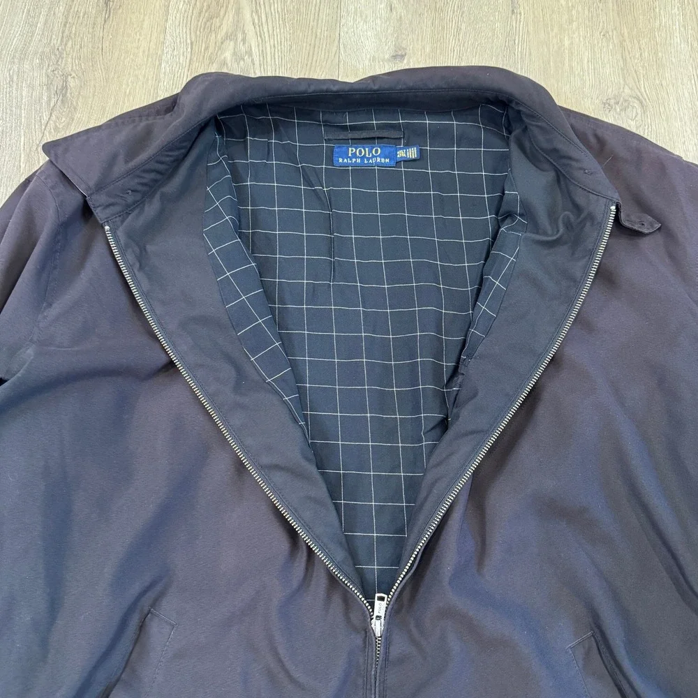 Polo Ralph Lauren Mens Black/Brown Harrington Jacket Plaid Lining 4X Tall READ